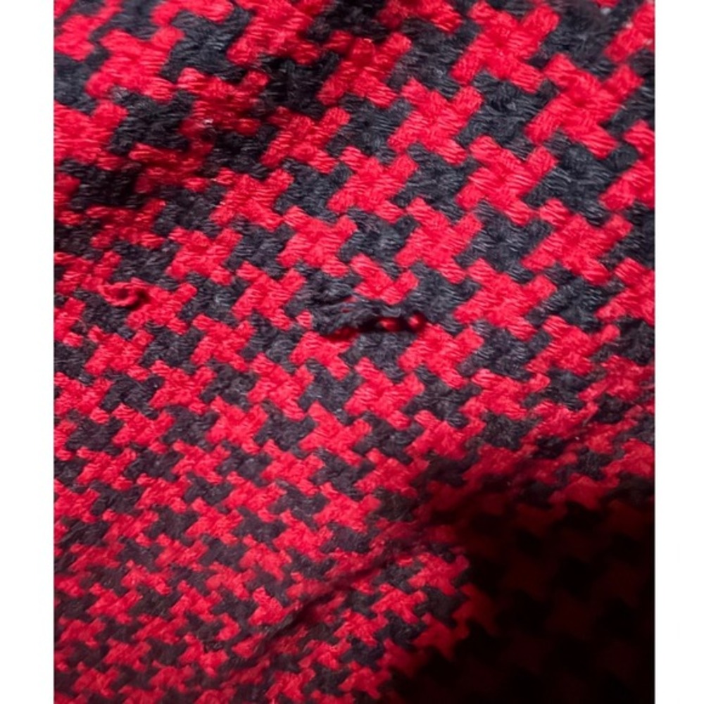 Unbranded Women Red Black Houndstooth Scarf Fringe Accent Winter Checker Thrash - Picture 3 of 5